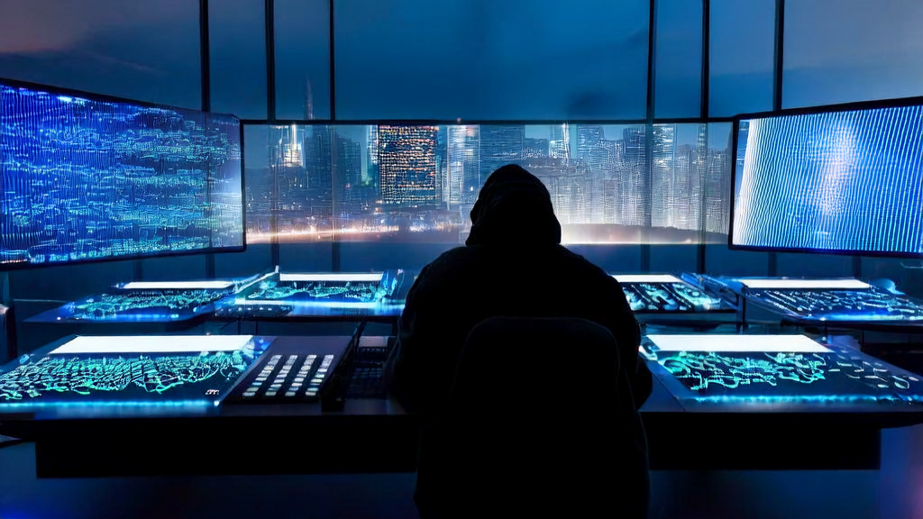 现代化办公室内技术人员通过AI算法分析和处理客户数据