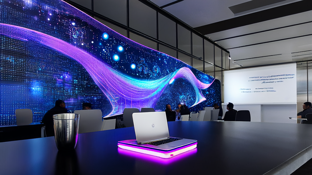 Modern office showcasing AI-driven customer acquisition strategies and data analysis