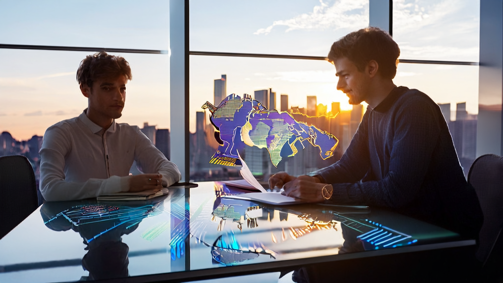 现代办公室中团队使用微软Excel网页版“智能体模式”探讨AI客户预测模型