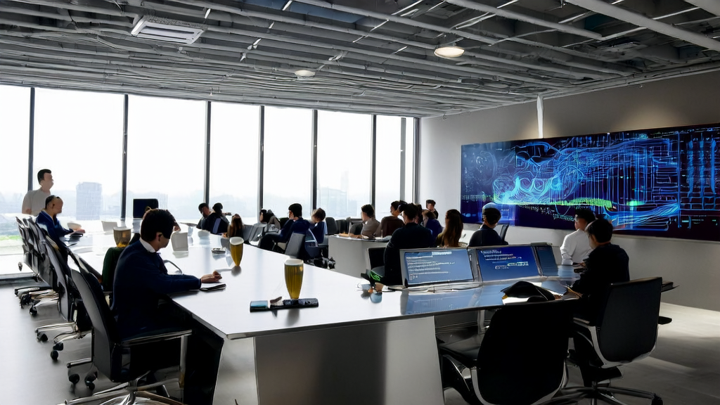 现代化办公室中，团队正在讨论AI驱动的个性化邮件营销策略