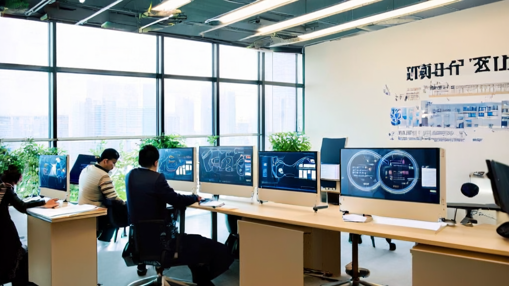 现代化办公室中的创业者正在利用AI技术优化邮件营销策略