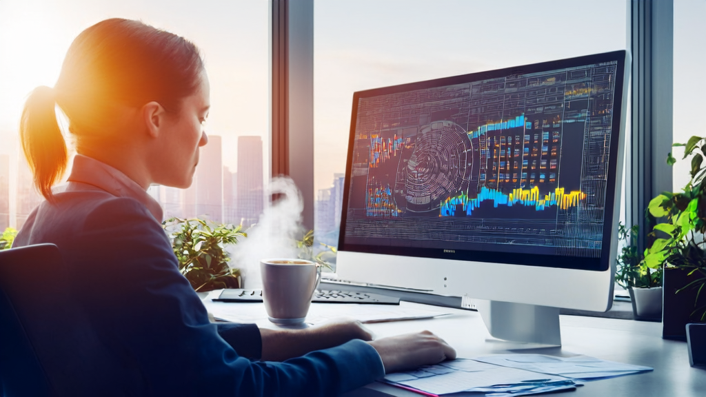 Employees in a modern office using the DeepSeek R1 model for AI email marketing