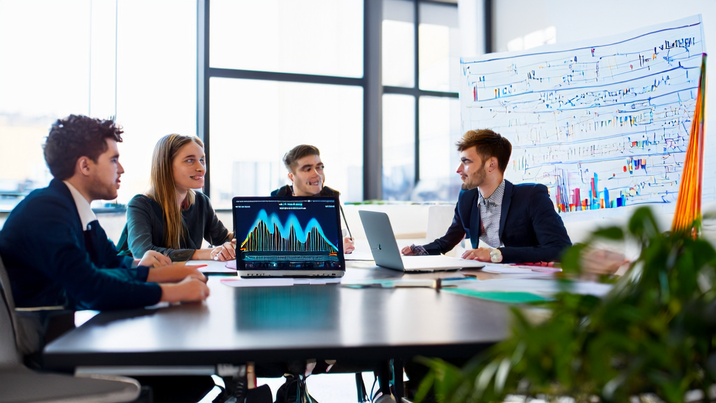 Entrepreneur in a modern office innovating email marketing with AI technology