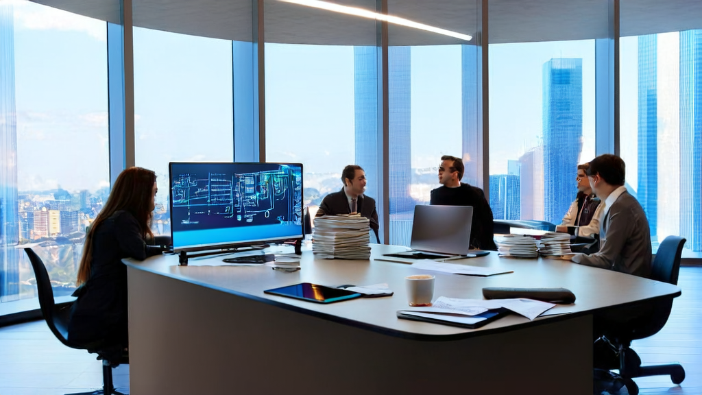 Employees in a modern office using AI-optimized email marketing