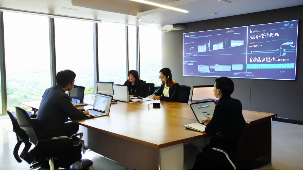 Employees discussing AI-based high-conversion email strategies in a modern office