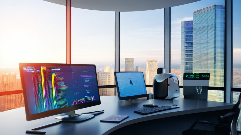 Scene of modern office using AI for email optimization