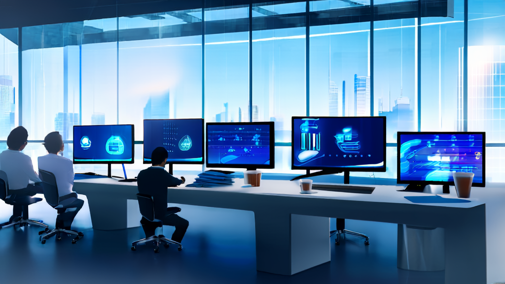Employees in a modern office using AI email polishing tools for international trade emails