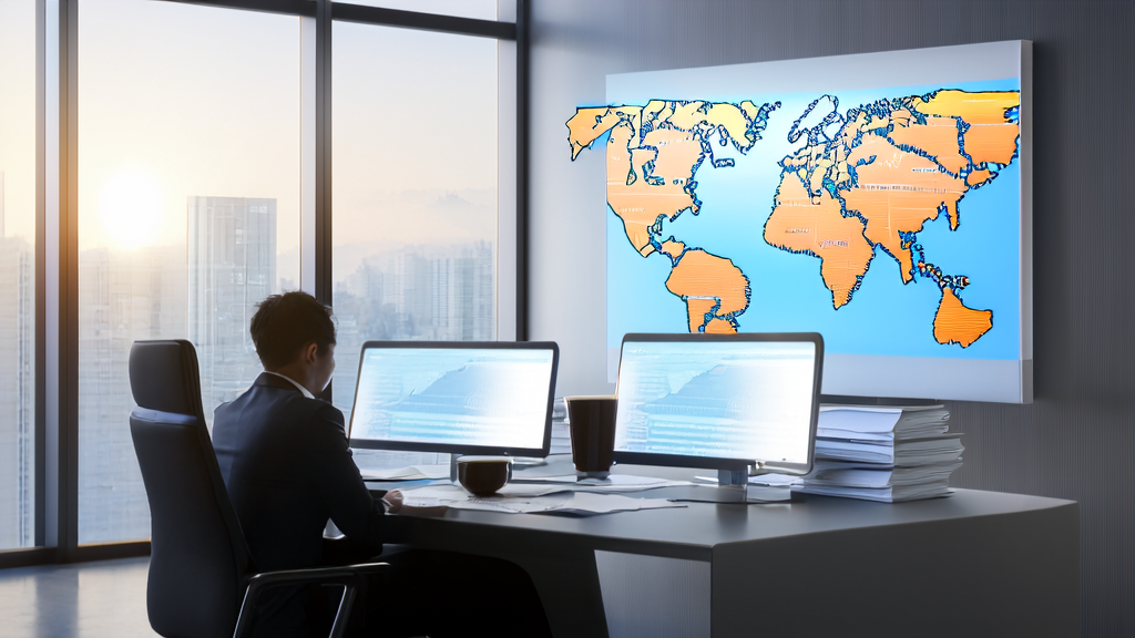 Professional business person using AI email polishing tool in a modern office