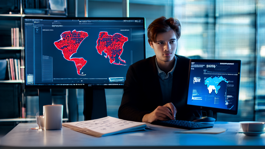 Entrepreneur in a modern office using Microsoft AI for keyword optimization