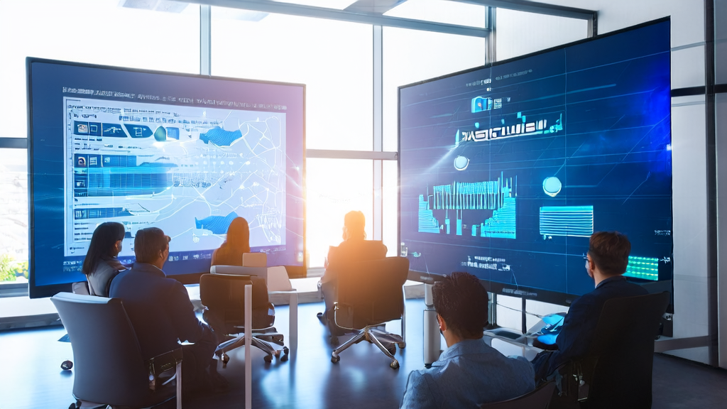 A team in a modern office using AI prediction models to analyze customer data