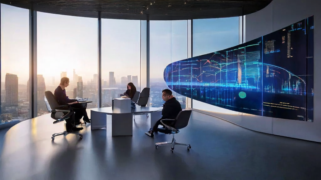 Modern office using AI prediction models for customer data analysis