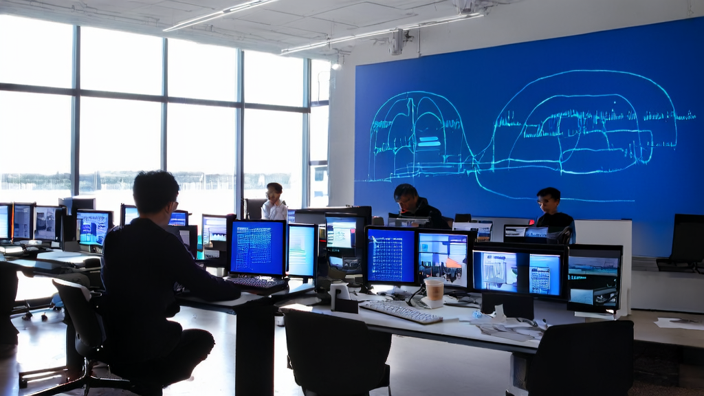 In a modern office, programmers are discussing high-conversion email strategies based on AI, showcasing how AI marketing is reshaping the future.