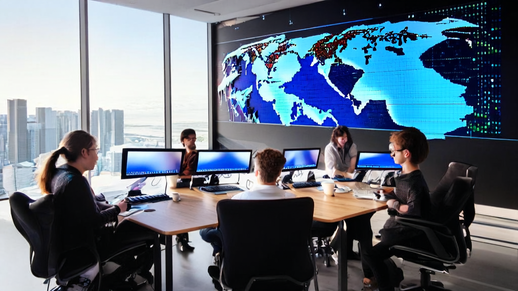 现代化办公室中，创业者们利用AI技术进行精准营销，墙上挂着微软Copilot的标志，展示最新的GPT-5.2技术。