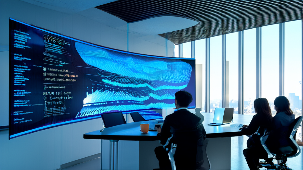 现代办公室中的数据科学家正在分析AI预测模型以筛选优质客户