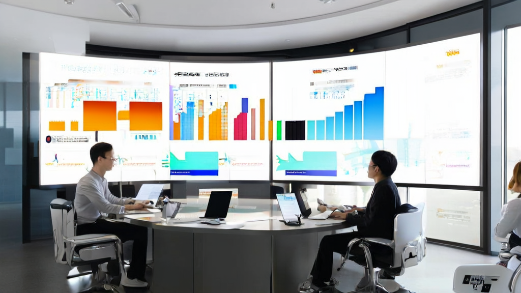 A modern office where a team discusses AI-powered email marketing strategies, with an advanced server representing MiniCPM 4.0