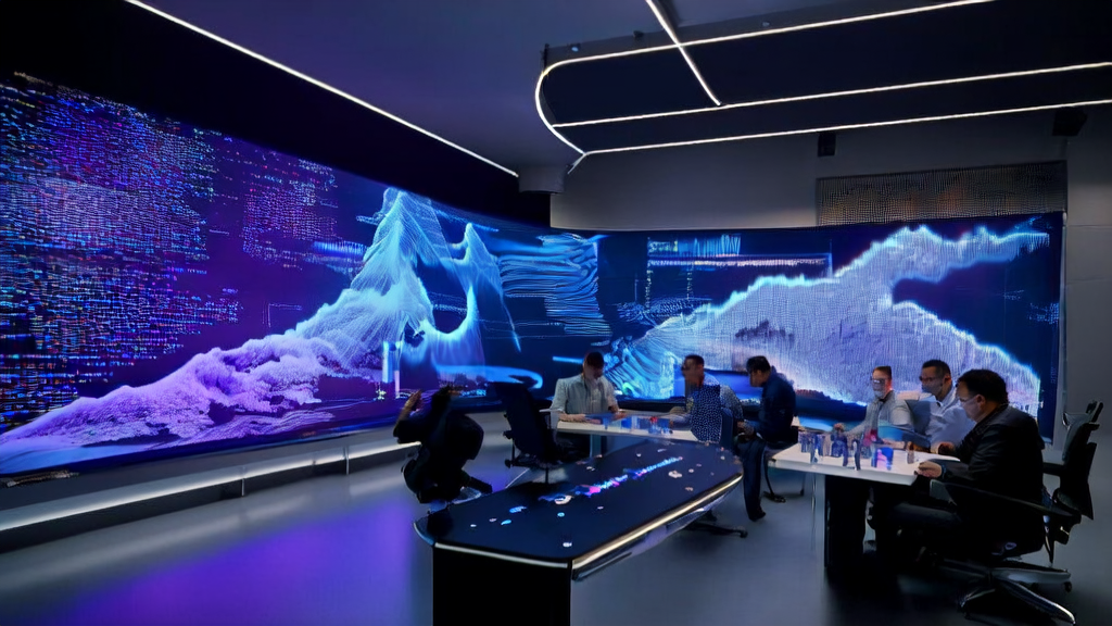 Modern office showcasing AI marketing and NVIDIA innovation, featuring AI-driven customer acquisition solutions and DiffusionRenderer for video-to-3D scene conversion