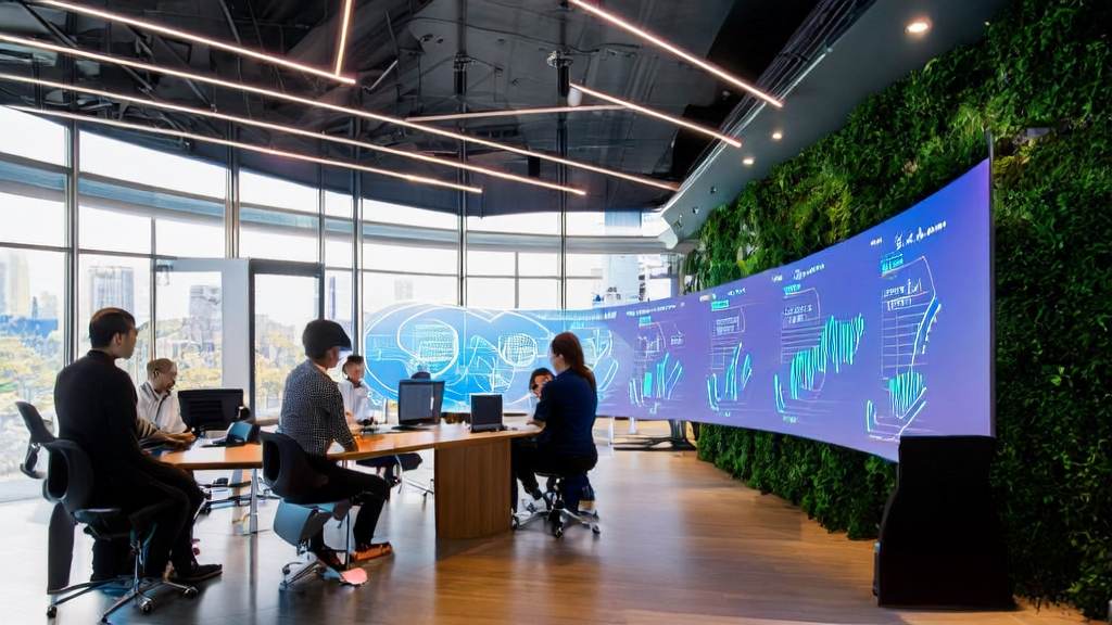 Data scientists and tech experts in a modern office discussing AI marketing and Cloudflare's crawler pay market