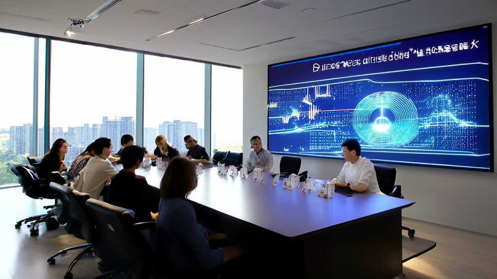 Modern office setting where team members are discussing the application of AI predictive models in customer screening
