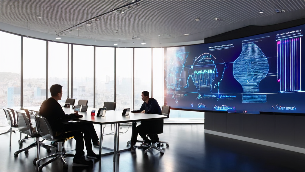 现代办公室内,分析师们使用AI技术优化广告投放,提高客户触达效率