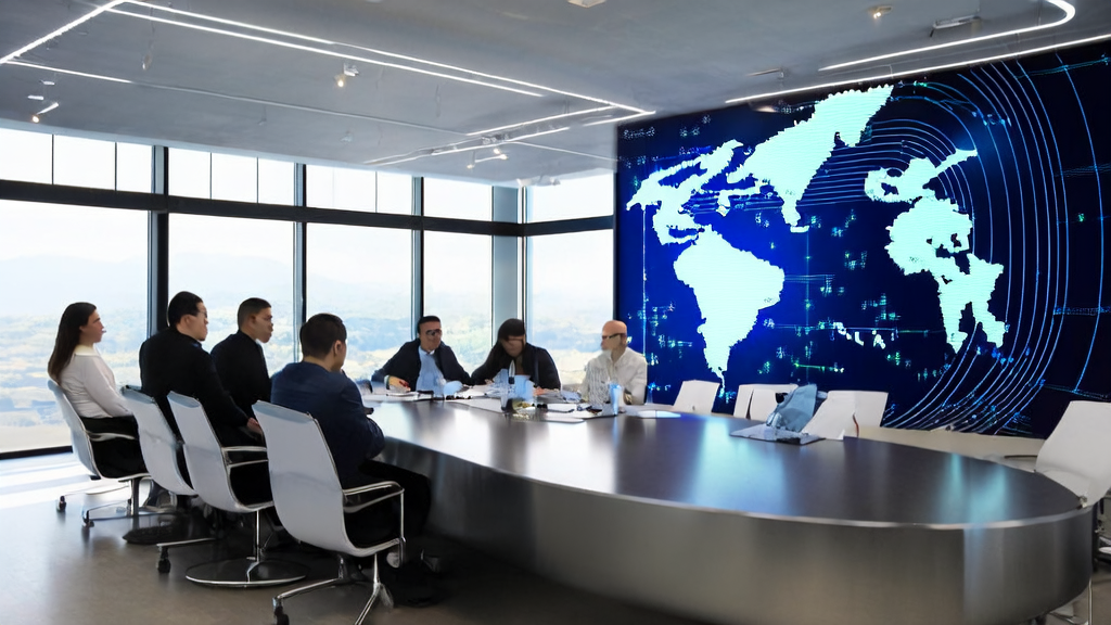 Development team discussing AI-optimized advertising strategies in a modern office