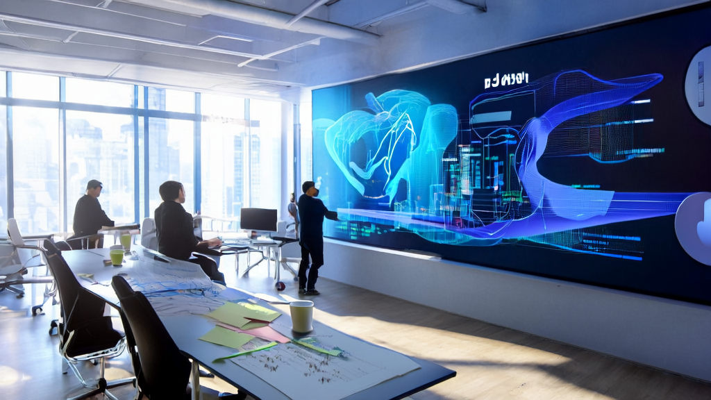 In a bright modern office, engineers are enthusiastically discussing the optimization of AI-powered advertising systems.