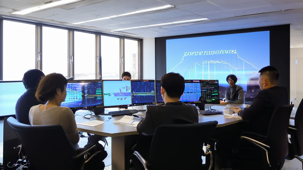 In a modern office, entrepreneurs are discussing the AI acquisition system, showcasing news of Tencent's open AI capabilities and compatibility with domestic chips.