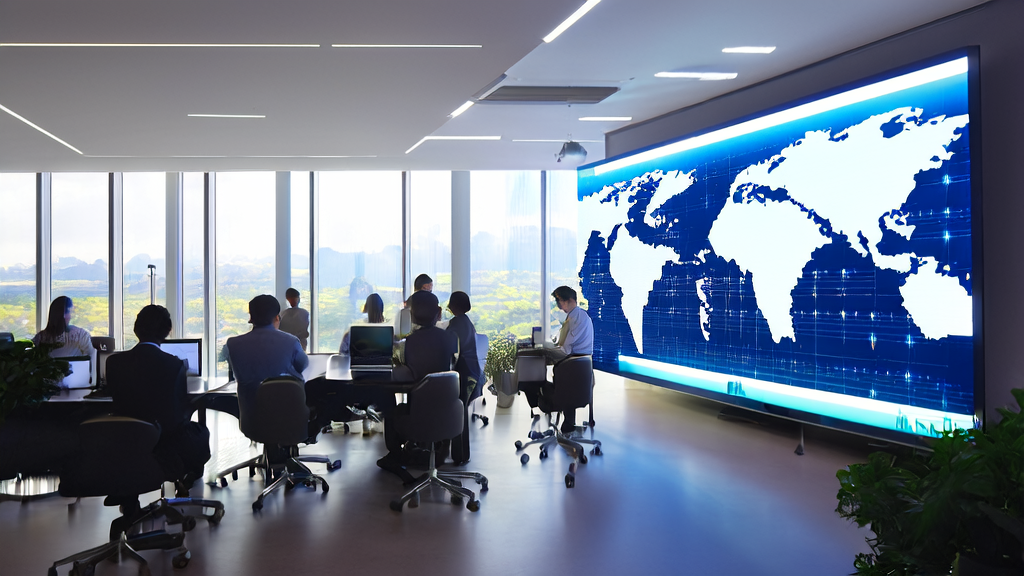 Employees in a modern office discussing the AI customer prediction model