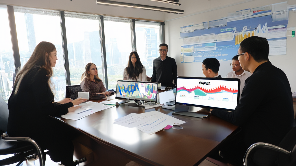 Team in a modern office discussing the application of AI technology in B2B marketing emails