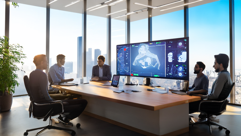 A modern office where a team discusses Grok's text-to-video generation technology