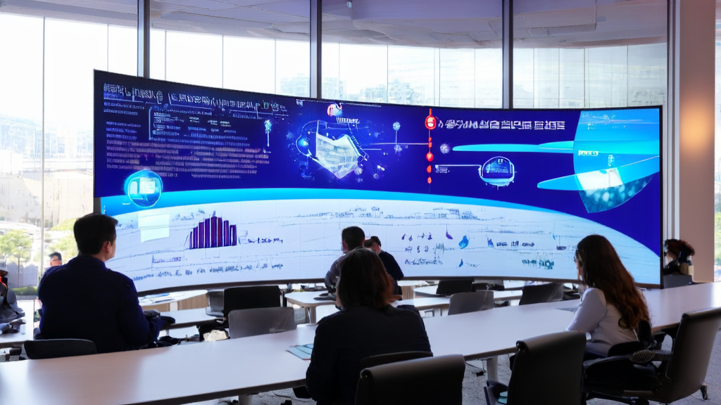 In a modern office, employees are using JD's JoyAgent-JDGenie for efficient customer acquisition, with the multi-agent system's data processing interface displayed on the screen.