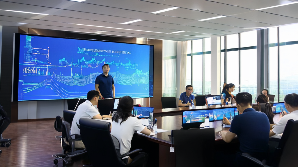 In a modern office bathed in sunlight, an engineer is presenting how Huawei's UCM technology optimizes email marketing.
