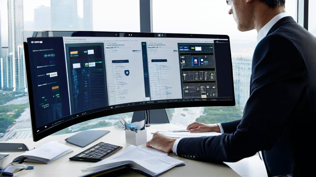 Manager in a modern office using Ollama desktop client for AI acquisition operations