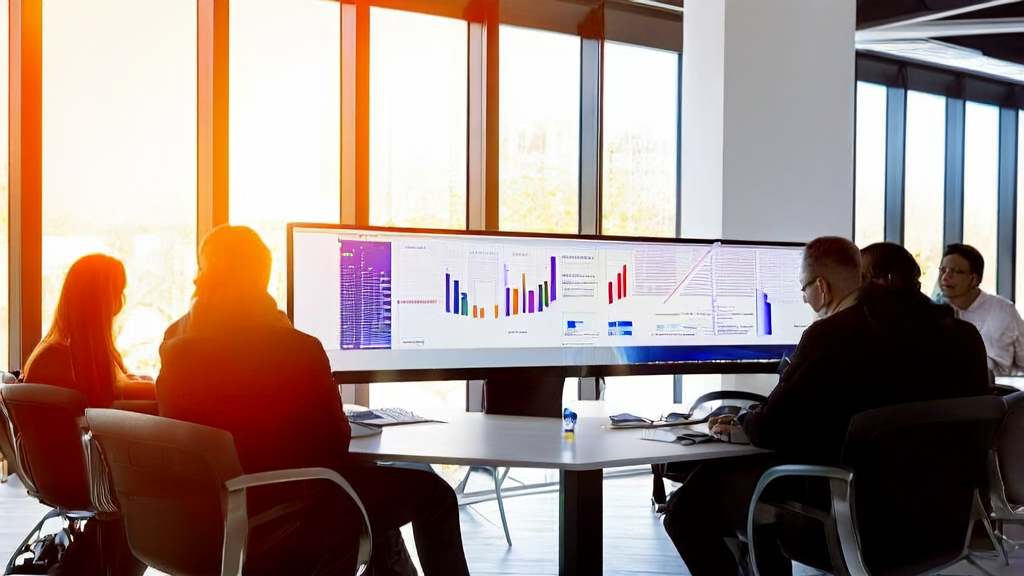 Employees using the Ollama desktop client for customer data cleaning and analysis in an office