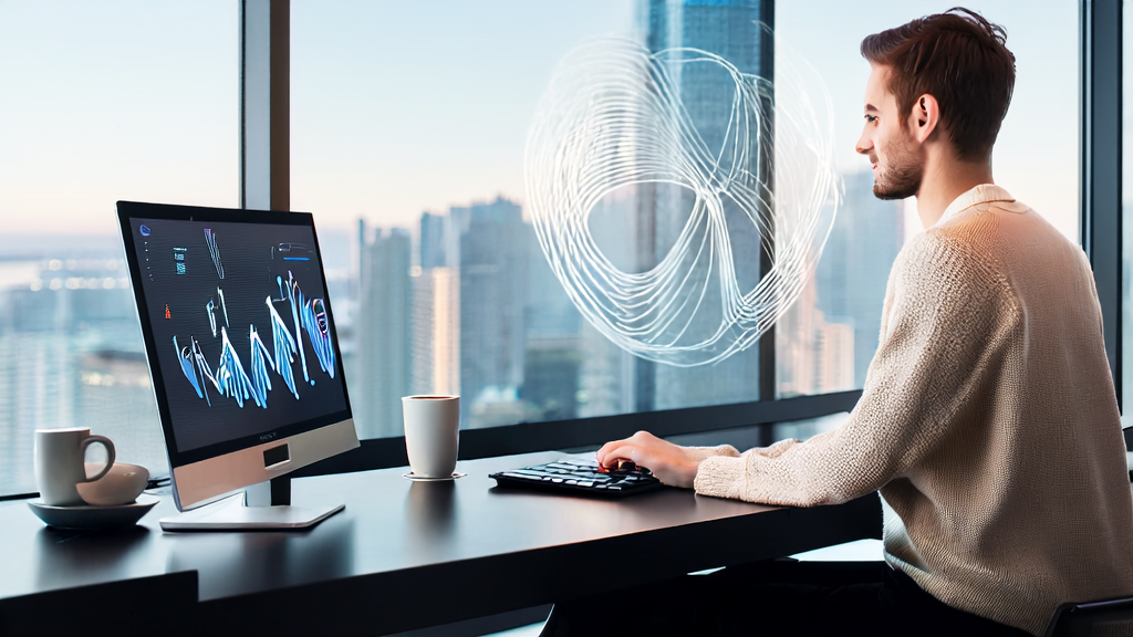 Modern office using Perplexity AI for video creation