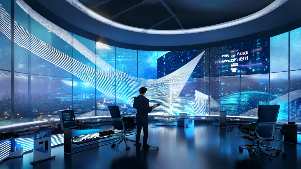 现代办公室中程序员调试Kimi-Dev-72B模型，展示AI营销技术的应用