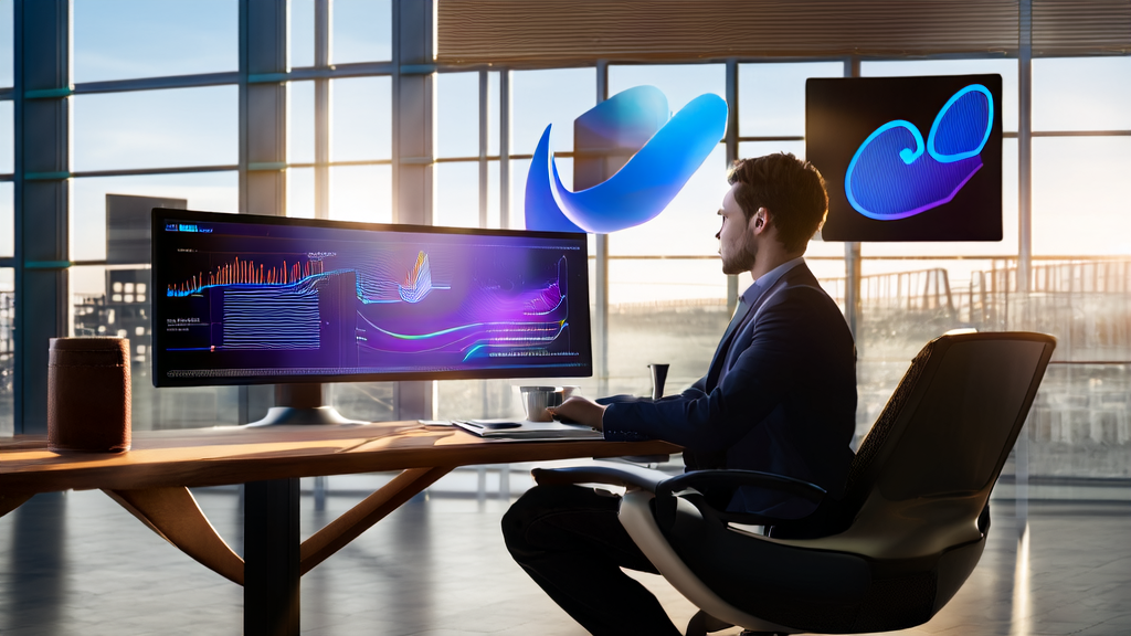 Modern office using Qwen Chat desktop client for AI marketing analysis