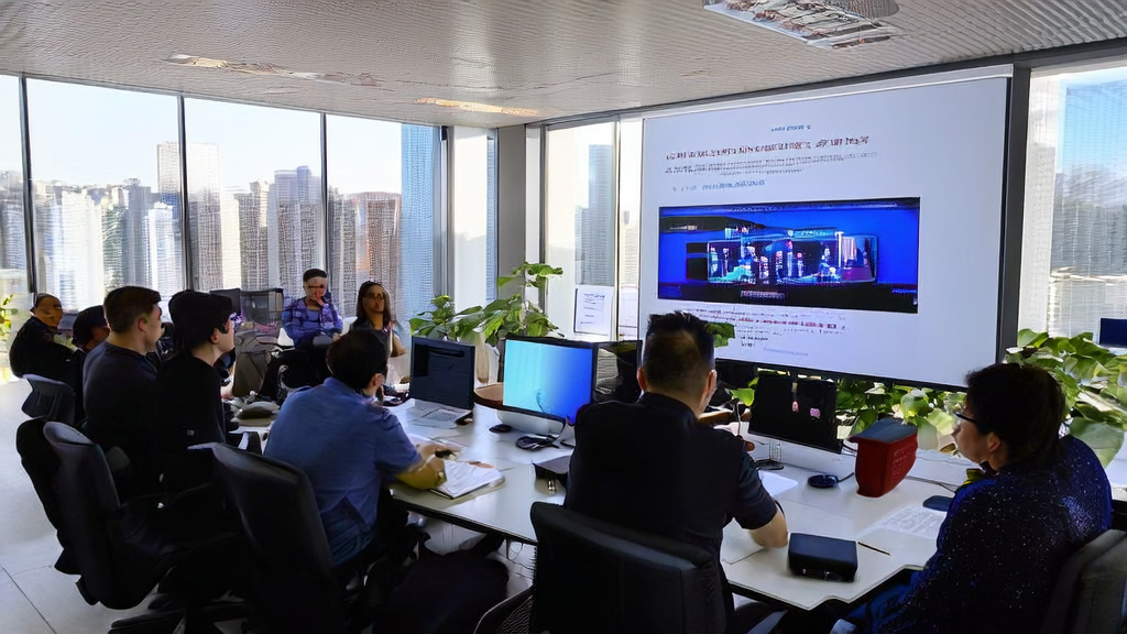 Team in a modern office enthusiastically discussing the new LoRA scale modification feature of ICEdit