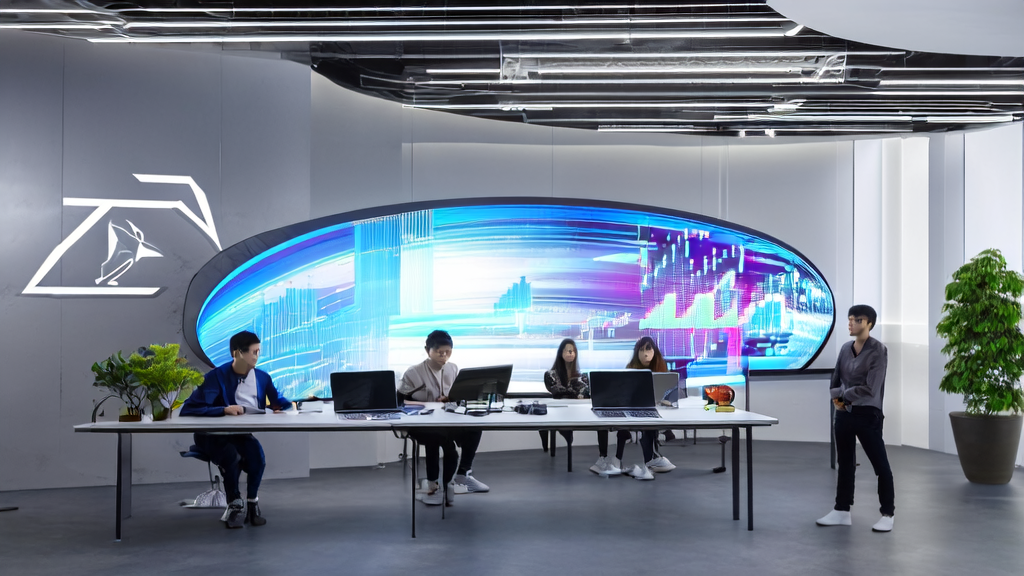 Team discussing AI marketing strategies in a modern office