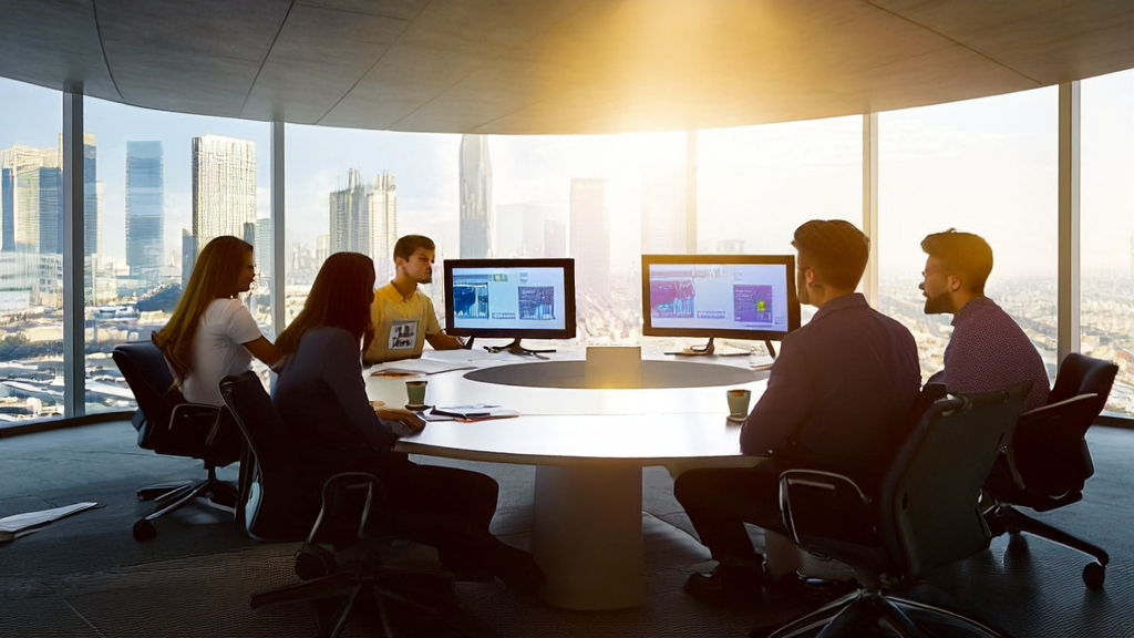 Team discussing Claude 4 AI marketing solutions in a modern office