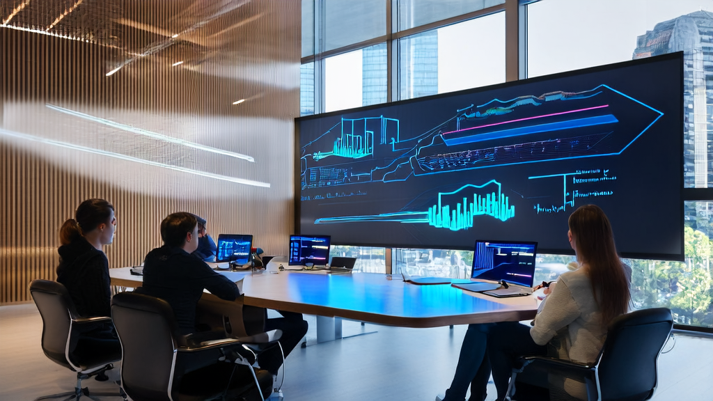 Modern office team working with AI technology for customer acquisition