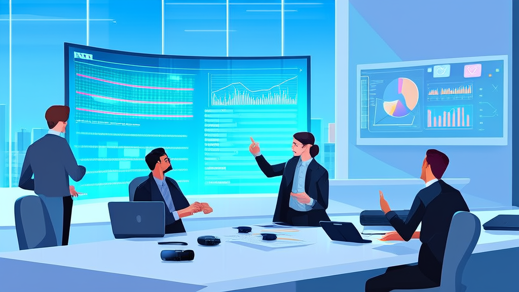 Modern office where a professional team uses AI technology to analyze Twitter data