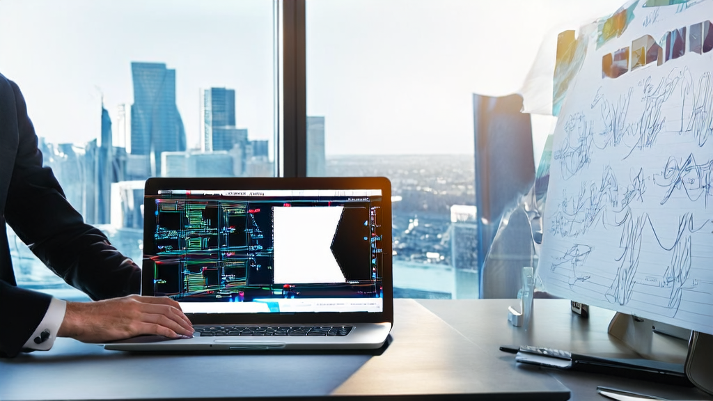 现代化办公室中使用AI智能获客系统与Bing视频创作器的场景