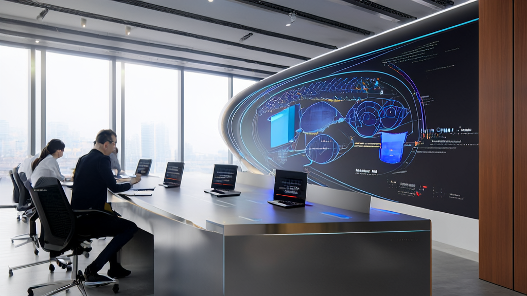 Modern office showcasing the efficient operation of AI guest acquisition systems