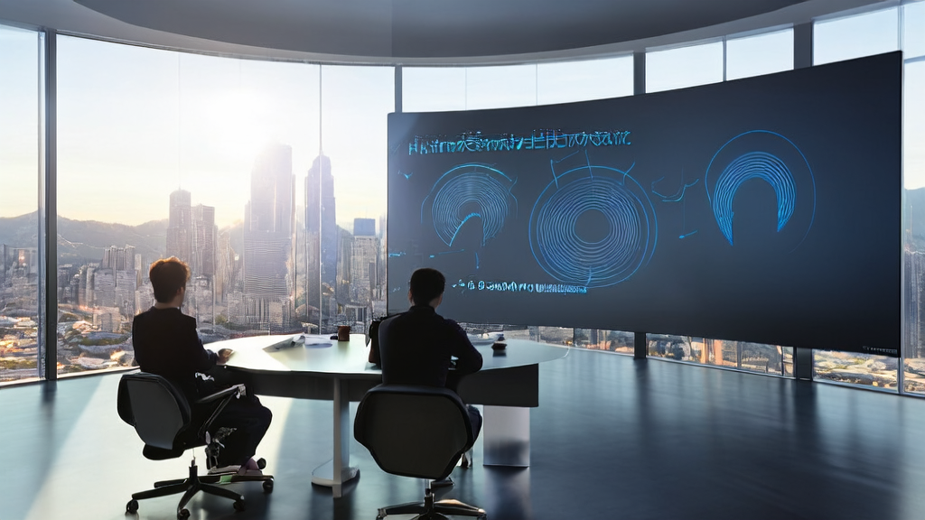 现代化办公室中，创业者们正在讨论AI优化广告投放策略，背景墙上的海报展示了CoT-Verifier技术。