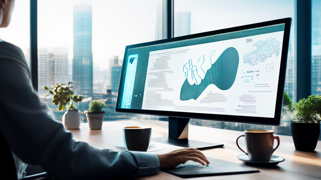 现代化办公室中外贸业务员使用AI邮件润色工具