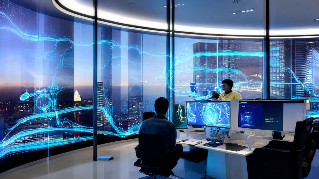 Modern office using AI customer prediction model to analyze cross-border e-commerce data