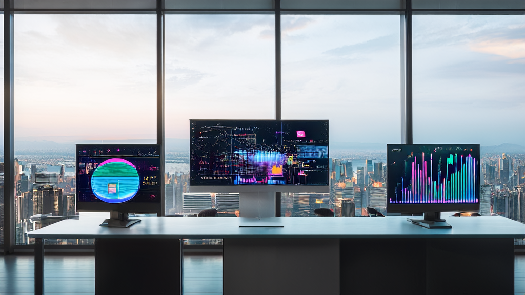 Modern office showcasing the AI customer prediction model and Volcano Engine's Dou Bao video generation model 1.0pro fast at work