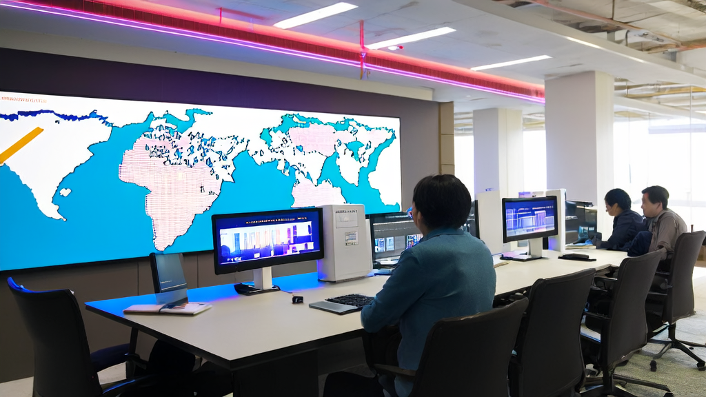 现代化办公室内的员工正在使用AI邮件营销工具进行高效工作，并利用“星睿取证分析大模型一体机”提升工作效率。