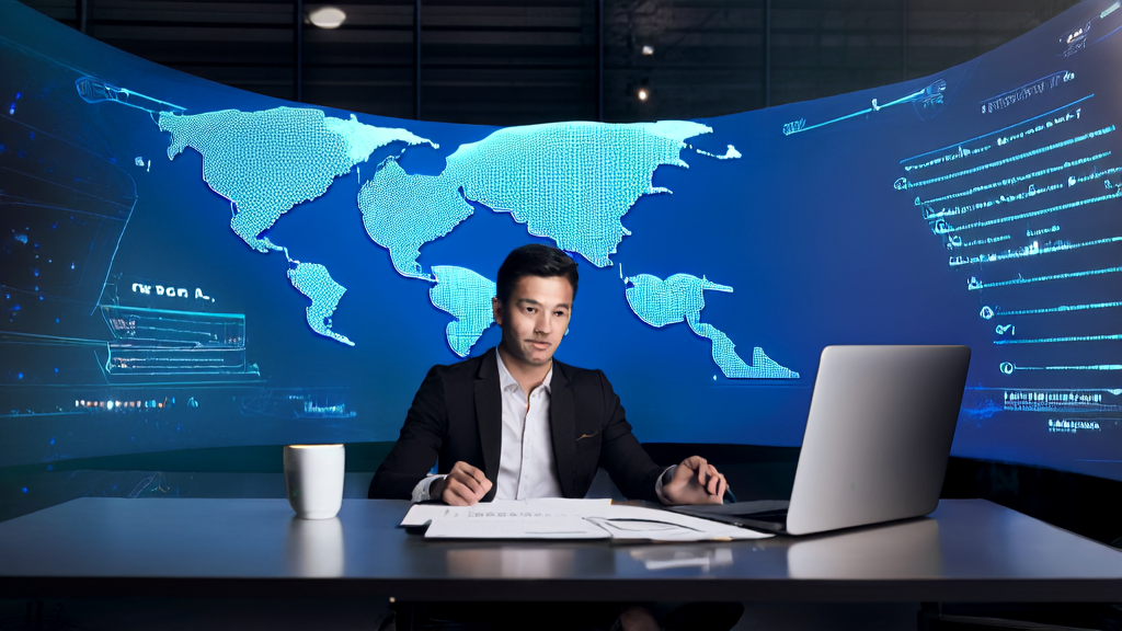 A young marketing expert in a modern office using AI technology to optimize email marketing strategies