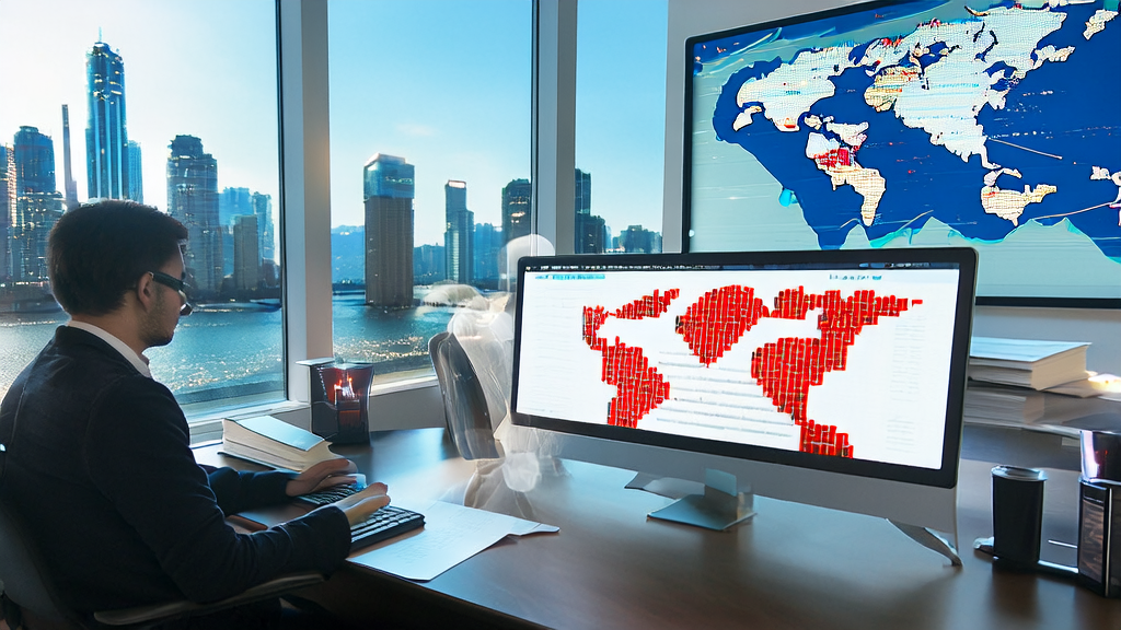 Employee working in a modern office using AI email polishing tool